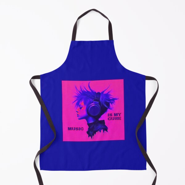 Item preview, Music is my cure, vivid pink artwork with headphones, blue and pink designed and sold by silent-violin.