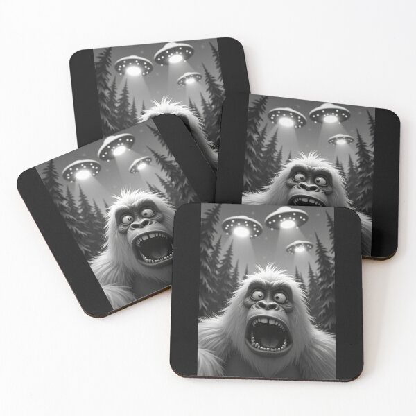 Item preview, Yeti selfie with UFOs designed and sold by Digital Art and Funny Pets.