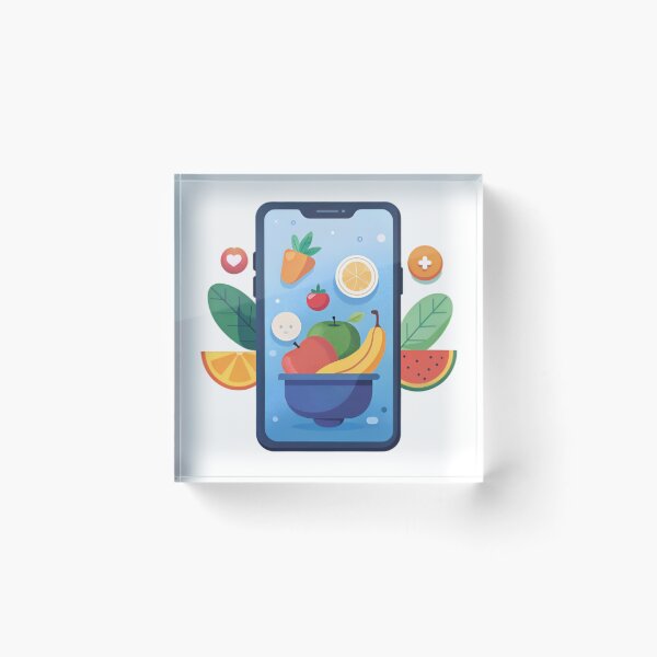 Item preview, Stylized Smartphone Display with Floating Fruits and Icons designed and sold by Creative88Art.
