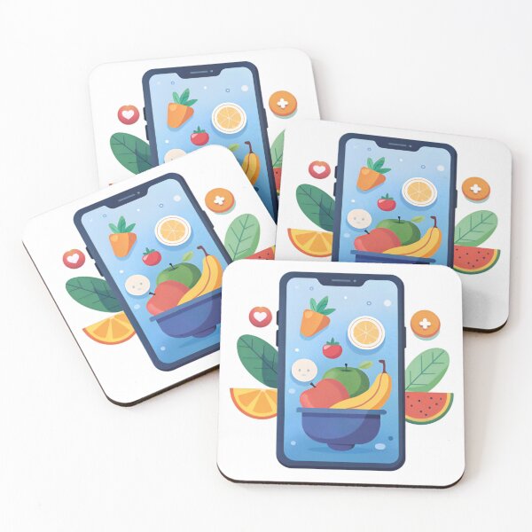 Item preview, Stylized Smartphone Display with Floating Fruits and Icons designed and sold by Creative88Art.