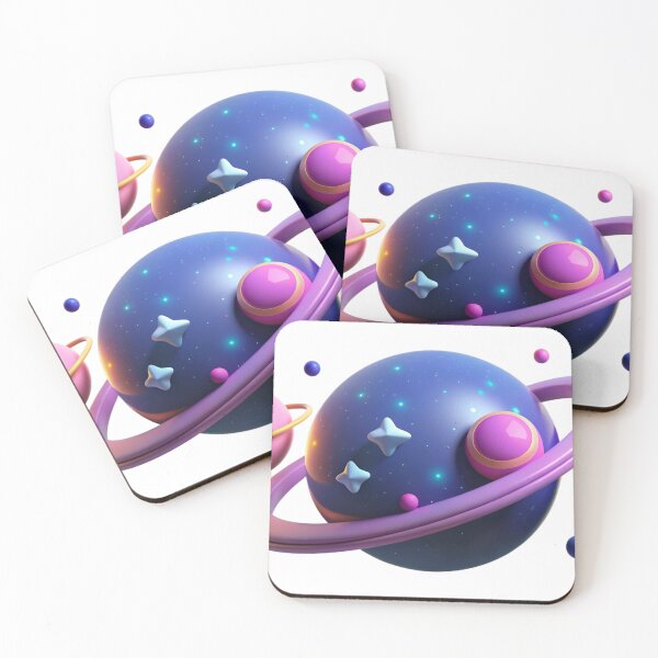 Item preview, 3D Stylized Planetary System with Glowing Blue Planet and Ring designed and sold by Creative88Art.