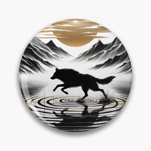 Item preview, Gold Charcoal Wolf on Water, Ai Generated Art  designed and sold by ACC .