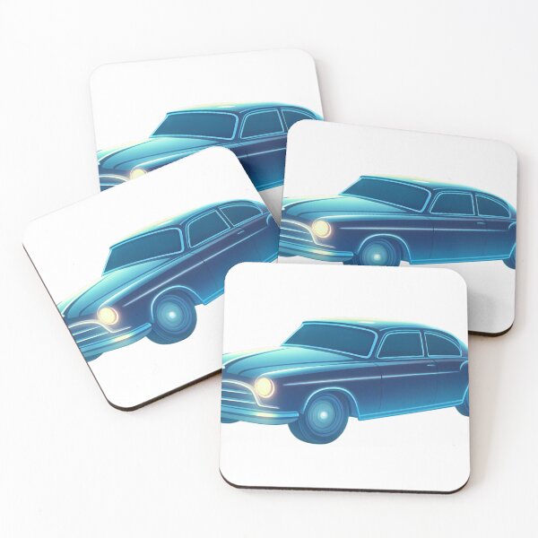 Item preview, Glowing Blue Vintage Car with Retro Futuristic Design designed and sold by Creative88Art.