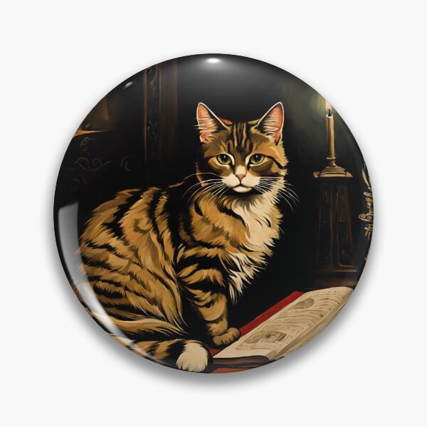 Item preview, Vintage Cat Art: Brown Tabby Cat in a Gothic Setting | Animal Art | Gothic Art | Cat Art | Cat Oil Painting designed and sold by UnhingedBird.
