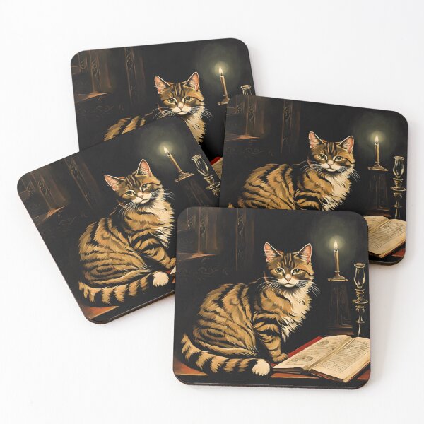 Item preview, Vintage Cat Art: Brown Tabby Cat in a Gothic Setting | Animal Art | Gothic Art | Cat Art | Cat Oil Painting designed and sold by UnhingedBird.
