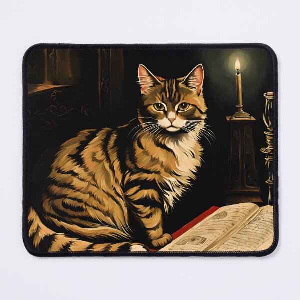 Item preview, Vintage Cat Art: Brown Tabby Cat in a Gothic Setting | Animal Art | Gothic Art | Cat Art | Cat Oil Painting designed and sold by UnhingedBird.