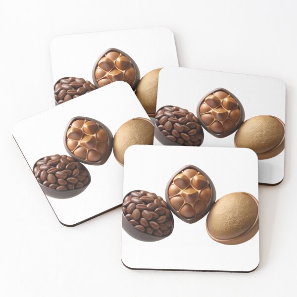 Item preview, Three Chocolate Pieces with Unique Designs on Black Background designed and sold by Creative88Art.