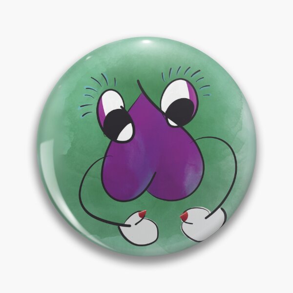 Item preview, HEART // Hand-drawn cartoon character - Joyful, seductive and cheeky purple on green watercolor background designed and sold by artbymuni.