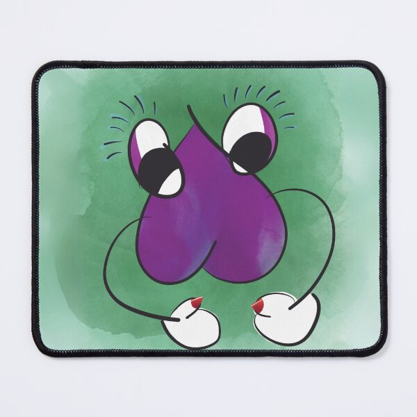 Item preview, HEART // Hand-drawn cartoon character - Joyful, seductive and cheeky purple on green watercolor background designed and sold by artbymuni.