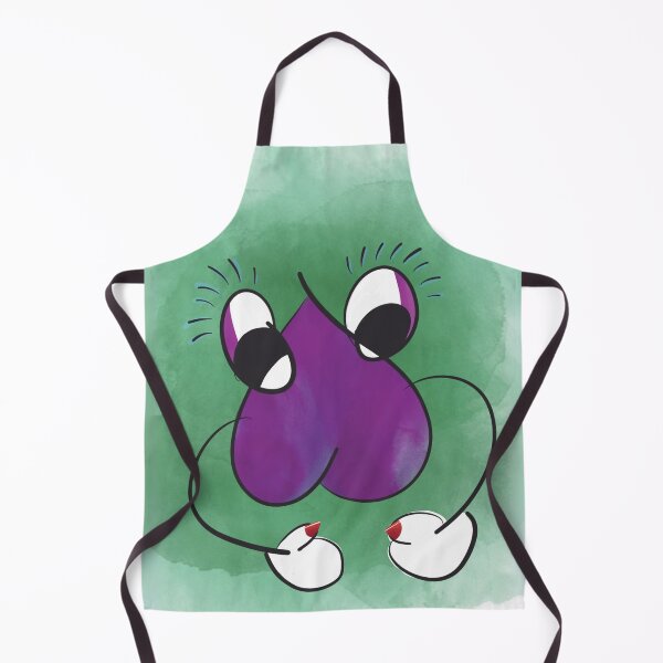 Item preview, HEART // Hand-drawn cartoon character - Joyful, seductive and cheeky purple on green watercolor background designed and sold by artbymuni.