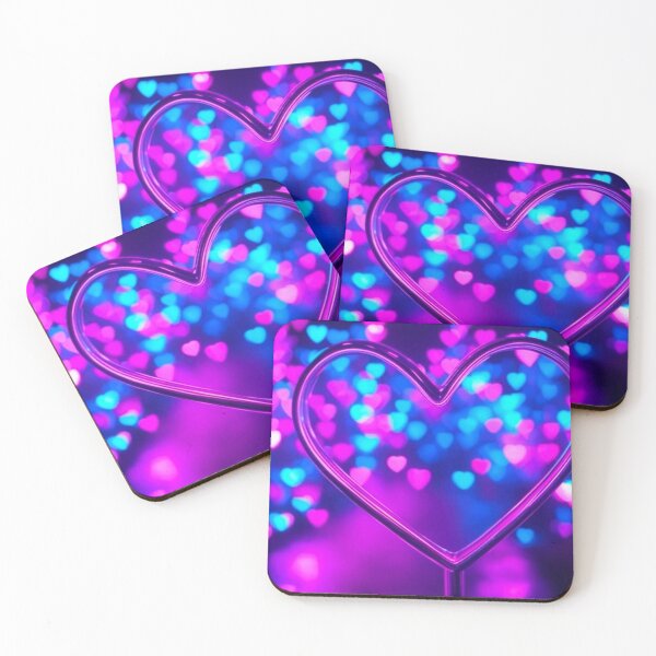 Item preview, Purple and Blue Neon Hearts designed and sold by GrizzlyCollective.