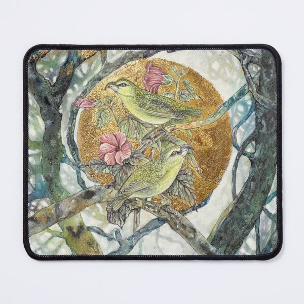 Item preview, Endangered Maui Parrotbill Watercolor Art – Tropical Hawaiian Wildlife Painting by AJJ Arts designed and sold by AJJARTSLLC.