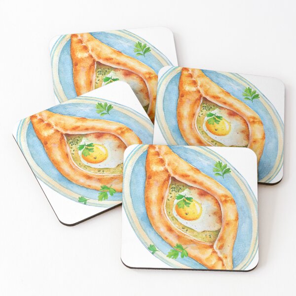 Item preview, Khachapuri on a blue plate designed and sold by Lyubava.