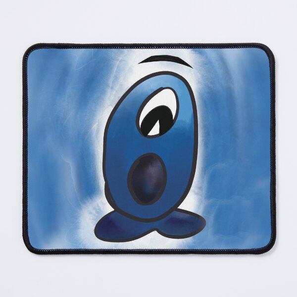 Item preview, FEAR // Hand drawn cartoon character - afraid, scared and excited, blue on blue and white watercolor background designed and sold by artbymuni.