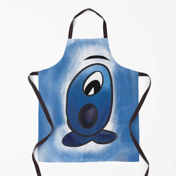 Item preview, FEAR // Hand drawn cartoon character - afraid, scared and excited, blue on blue and white watercolor background designed and sold by artbymuni.