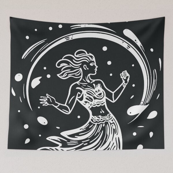 Item preview, Woman dancing in a meadow, Lineart designed and sold by BestRebel.