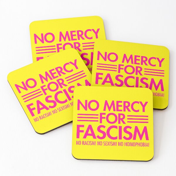 Item preview, NO MERCY FOR FASCISM - No Racism - No Sexism - No homophobia - hot pink 2 designed and sold by Thelittlelord.