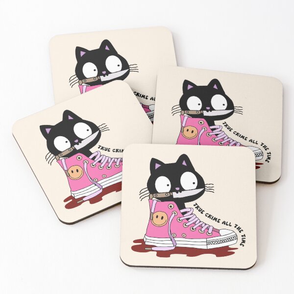 Item preview, True crime all the time black cat with knife designed and sold by FatBirdie.