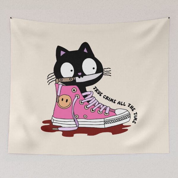 Item preview, True crime all the time black cat with knife designed and sold by FatBirdie.