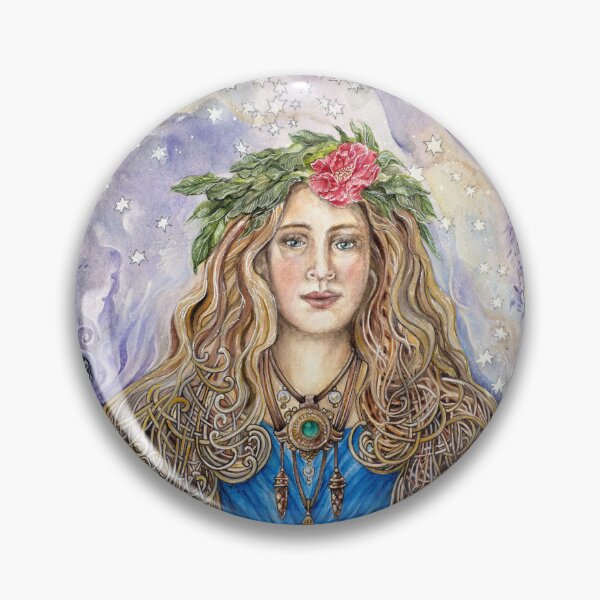 Item preview, Lyra, Star Catcher – Watercolor Art of Celtic Woman with Owls and Stars by AJJ Arts designed and sold by AJJARTSLLC.