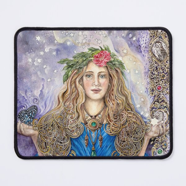 Item preview, Lyra, Star Catcher – Watercolor Art of Celtic Woman with Owls and Stars by AJJ Arts designed and sold by AJJARTSLLC.
