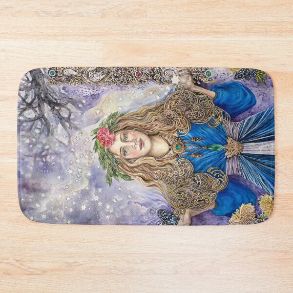 Item preview, Lyra, Star Catcher – Watercolor Art of Celtic Woman with Owls and Stars by AJJ Arts designed and sold by AJJARTSLLC.