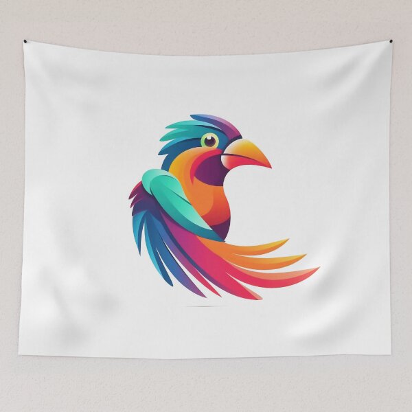 Item preview, Polygonal illustration of bird. A minimalist colored logo made of lines featuring the silhouette of a geometric bird. Simple triangular shapes and lines. designed and sold by anytka.