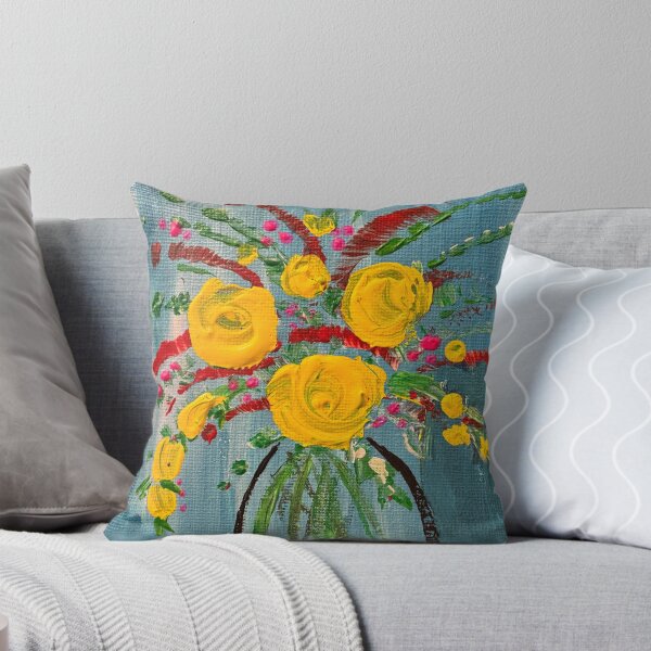 Item preview, Rosas amarillas en jarrón con fondo azul. designed and sold by SDosierDesign.