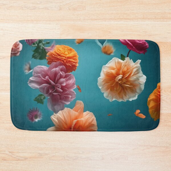 Item preview, Beautiful spring flowers flying in the air, against teal background. Creative spring floral layout. Minimal birthday, valentines or wedding concept designed and sold by anytka.