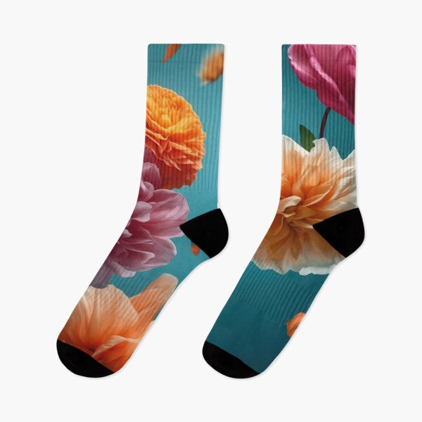 Item preview, Beautiful spring flowers flying in the air, against teal background. Creative spring floral layout. Minimal birthday, valentines or wedding concept designed and sold by anytka.