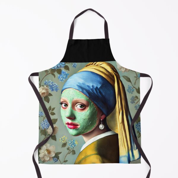 Item preview, Girl a pearl Earring with a green beauty mask on - remake of Girl with a pearl Earring by Vermeer designed and sold by EmeraldeaArt.