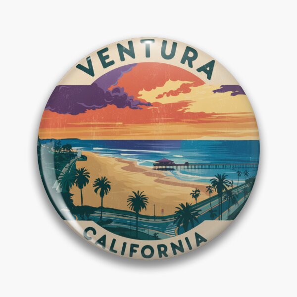 Item preview, Ventura, California - Drone Sunset - Aerial Vintage Style designed and sold by CircinusStore.
