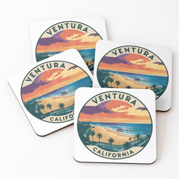 Item preview, Ventura, California - Drone Sunset - Aerial Vintage Style designed and sold by CircinusStore.