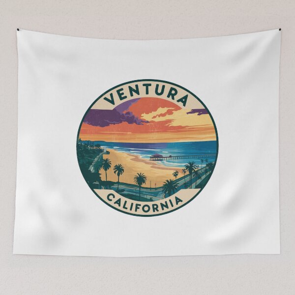 Item preview, Ventura, California - Drone Sunset - Aerial Vintage Style designed and sold by CircinusStore.