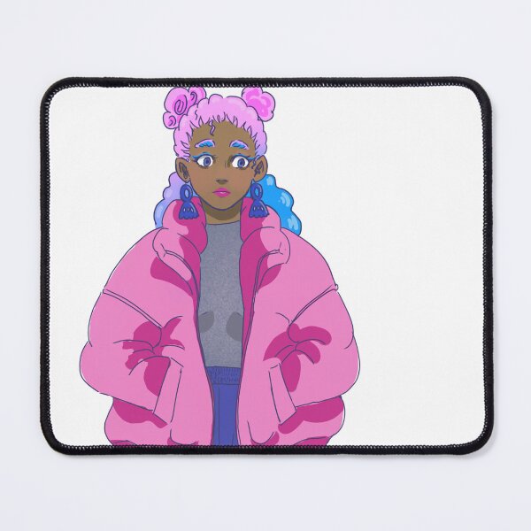 Item preview, Young girl with a pink puffer jacket and a blue tracksuit designed and sold by Hannah_RB.