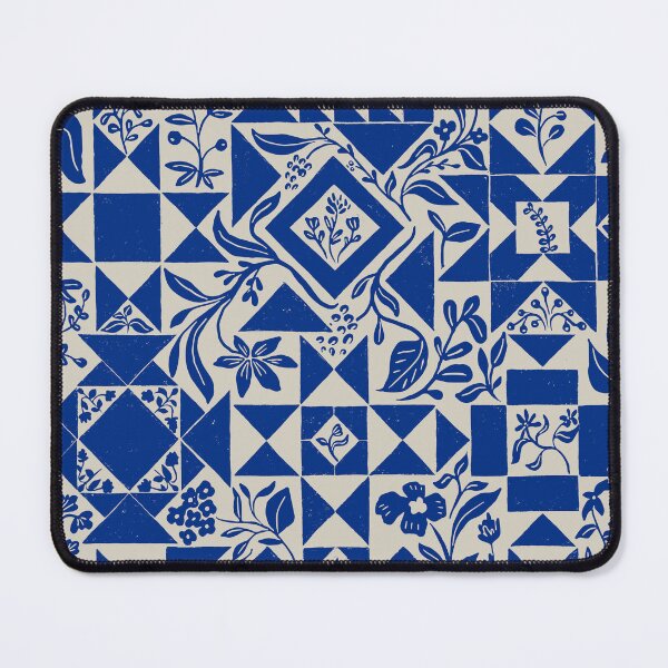 Item preview, Delft Blue Floral Quilt Modern Botanical Sampler Block Print Textured1st designed and sold by Bridgett3602.