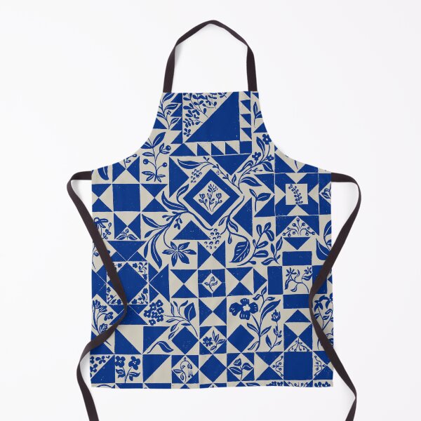 Item preview, Delft Blue Floral Quilt Modern Botanical Sampler Block Print Textured1st designed and sold by Bridgett3602.