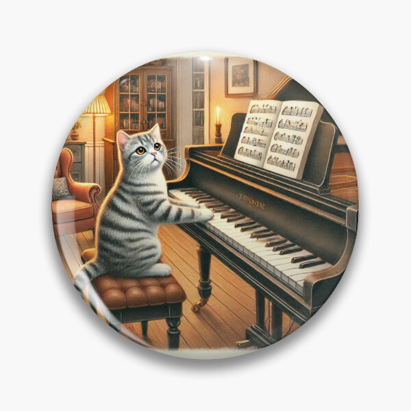 Item preview, Whimsical Gray Cat Playing Piano   designed and sold by Aisha  Hamza.