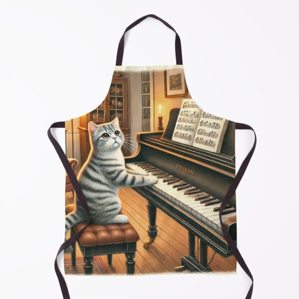 Item preview, Whimsical Gray Cat Playing Piano   designed and sold by Aisha  Hamza.