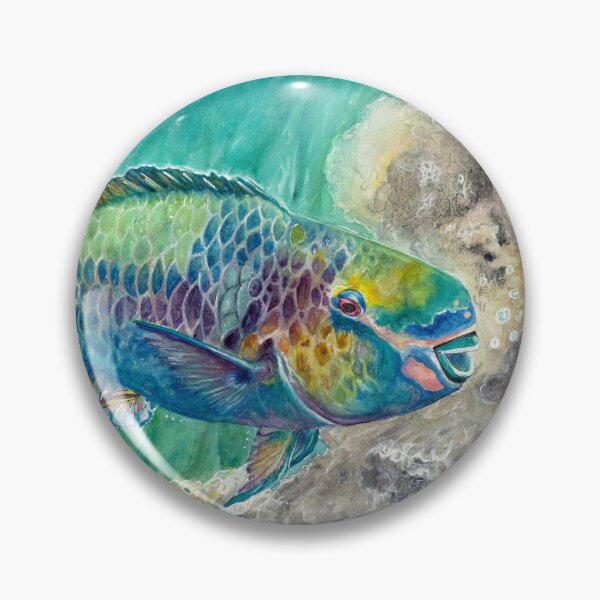 Item preview, Uhu (Rainbow Parrotfish) – Vibrant Hawaiian Marine Life Watercolor Art by AJJ Arts designed and sold by AJJARTSLLC.