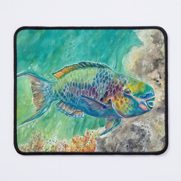 Item preview, Uhu (Rainbow Parrotfish) – Vibrant Hawaiian Marine Life Watercolor Art by AJJ Arts designed and sold by AJJARTSLLC.
