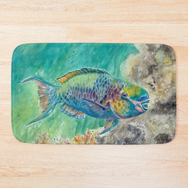 Item preview, Uhu (Rainbow Parrotfish) – Vibrant Hawaiian Marine Life Watercolor Art by AJJ Arts designed and sold by AJJARTSLLC.
