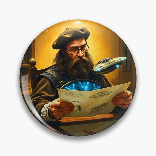 Item preview, Renaissance Man with the plan of an aircraft futuristical vintage mix Pun Art he is like Leonardo daVinci designed and sold by EmeraldeaArt.