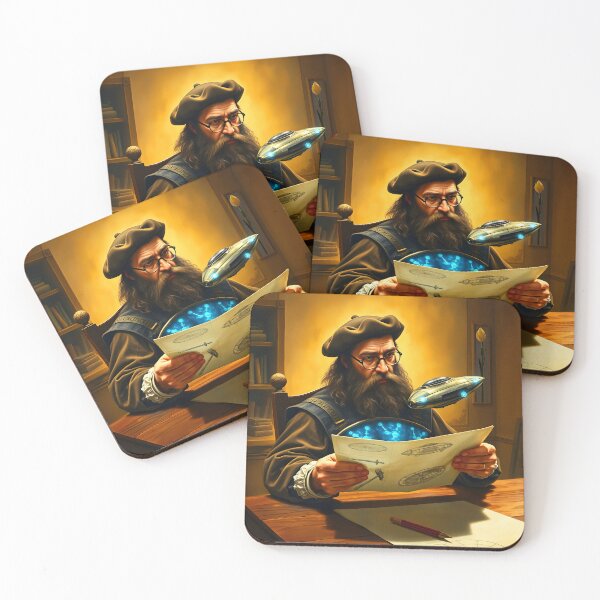 Item preview, Renaissance Man with the plan of an aircraft futuristical vintage mix Pun Art he is like Leonardo daVinci designed and sold by EmeraldeaArt.