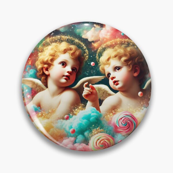 Item preview, Juego de palabras renacentista sobre pequeños querubines con nubes de colores de algodón de azúcar y destellos dorados. designed and sold by EmeraldeaArt.