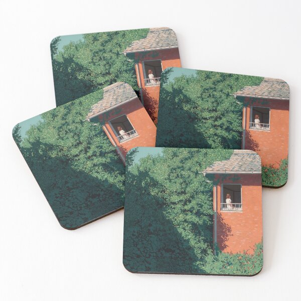 Item preview, Japanese Anime Girl Gazing From Balcony Amidst Lush Greenery designed and sold by regnumsaturni.