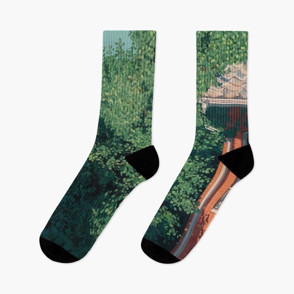 Item preview, Japanese Anime Girl Gazing From Balcony Amidst Lush Greenery designed and sold by regnumsaturni.