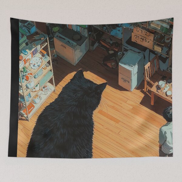 Item preview, Japanese Anime Cat Encounter in Cozy Apartment designed and sold by regnumsaturni.