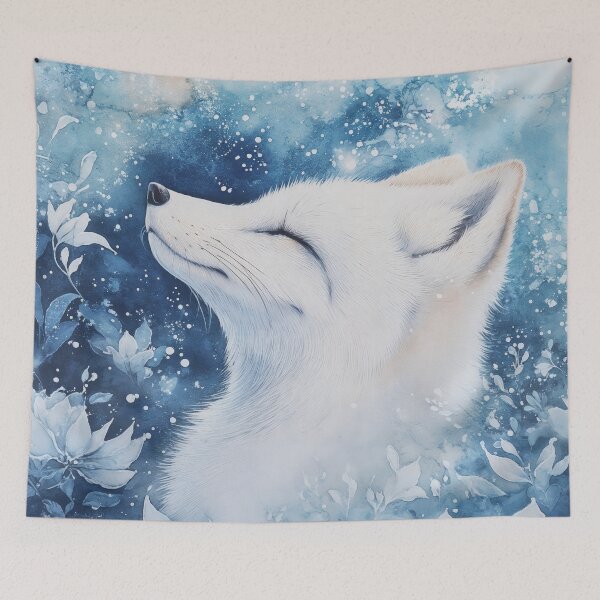 Item preview, Dreamy Winter Fox Surrounded by Frosted Flowers designed and sold by AshiraCreations.