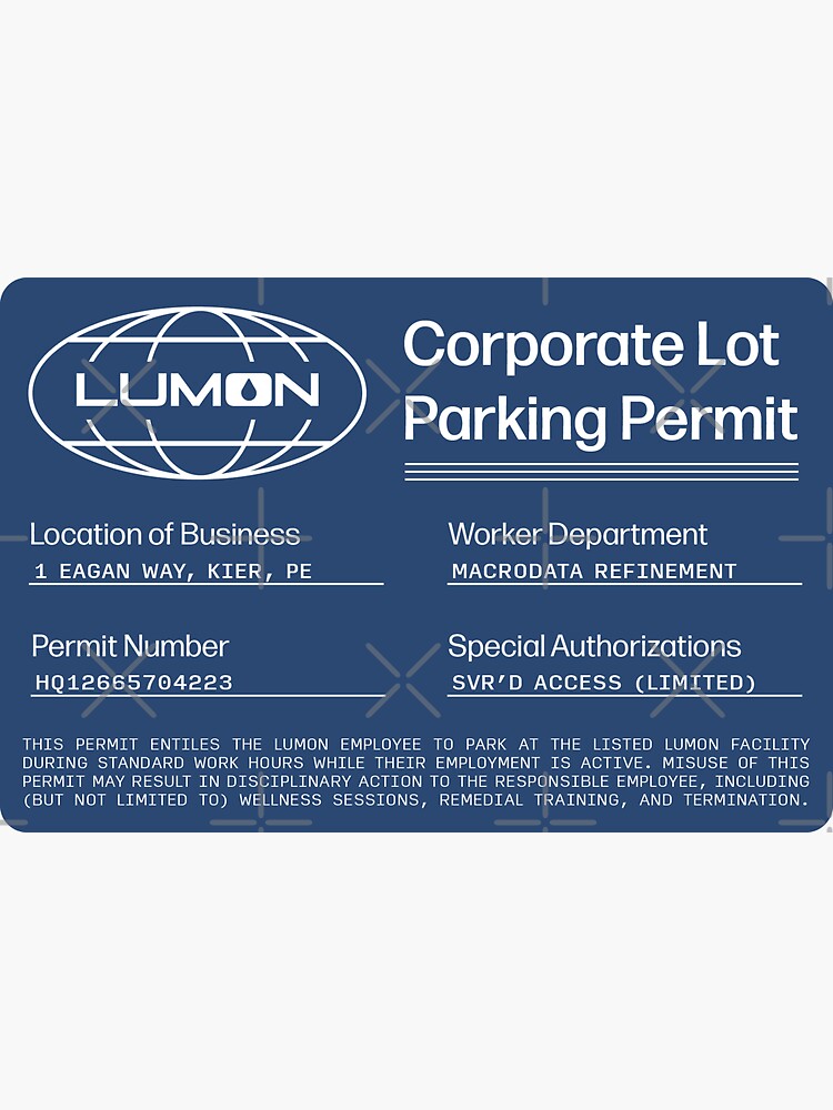 Lumon Corporate Lot Parking Permit Sticker